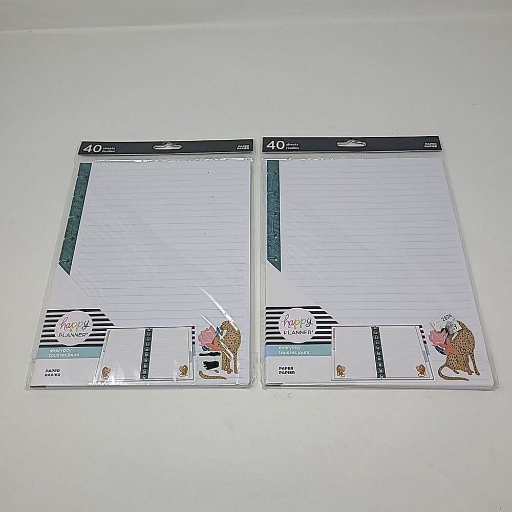 Lot of 2 Happy Planner Filler Paper Classic Size 40 Pages Jungle Cheetah Design
